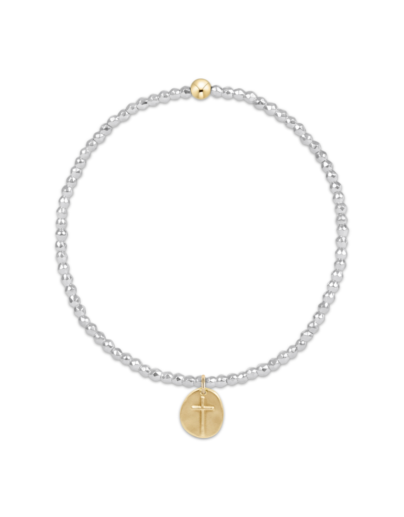 ENEWTON DESIGN Faceted Bright Silver Hematite 2mm Bead Bracelet with Gold Inspire Small Charm