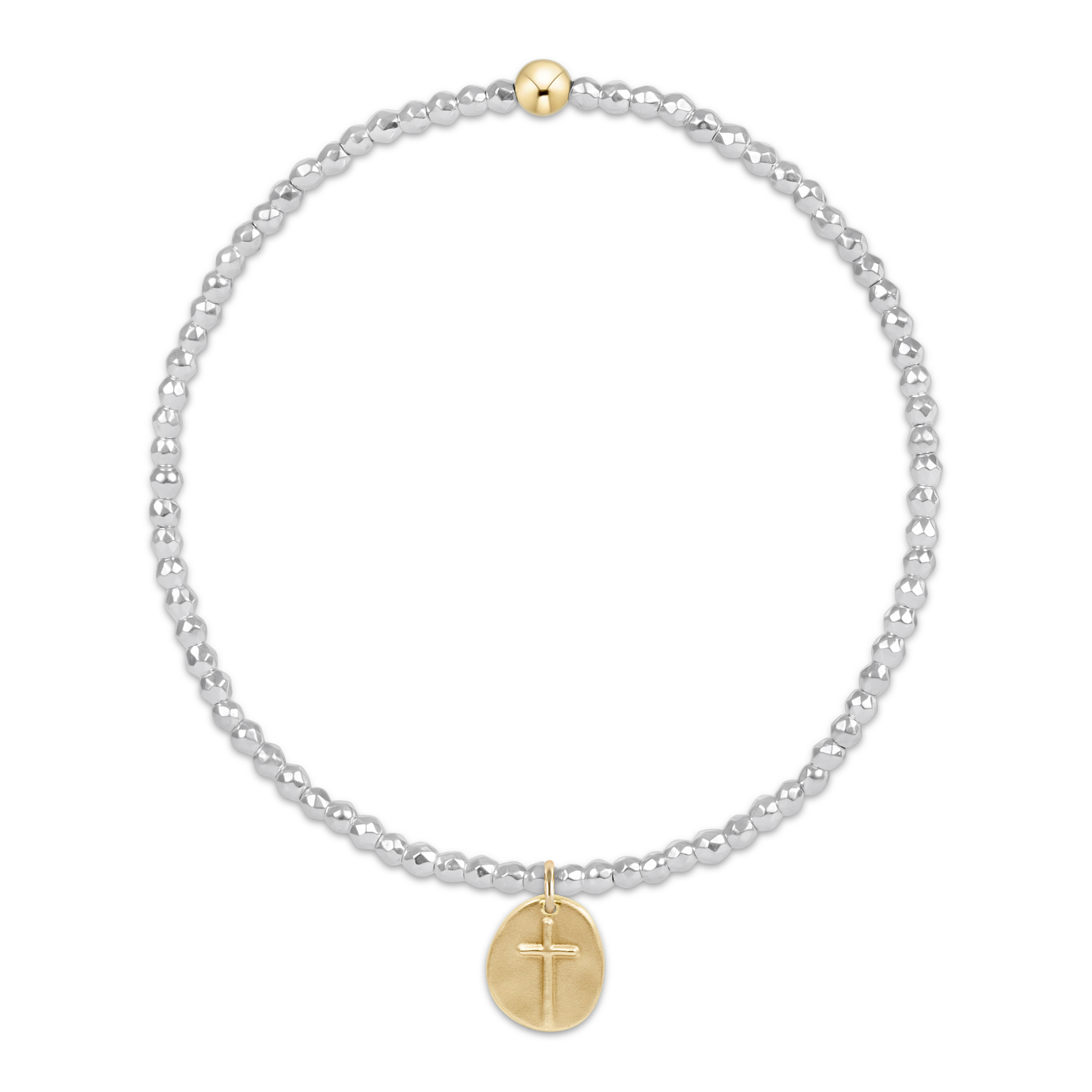 ENEWTON DESIGN Faceted Bright Silver Hematite 2mm Bead Bracelet with Gold Inspire Small Charm