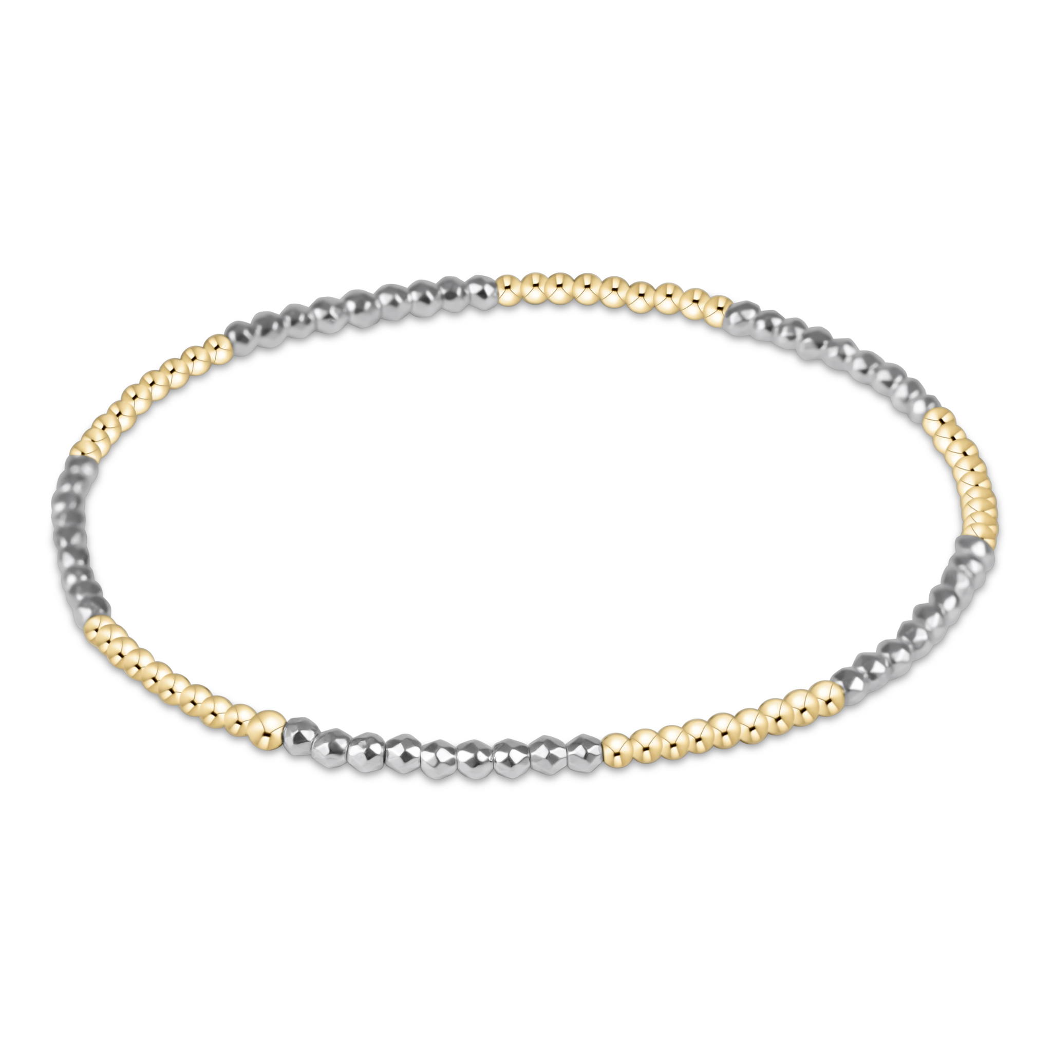 ENEWTON DESIGN Blissful Pattern 2mm Bead Bracelet – Bright Silver Hematite/Gold