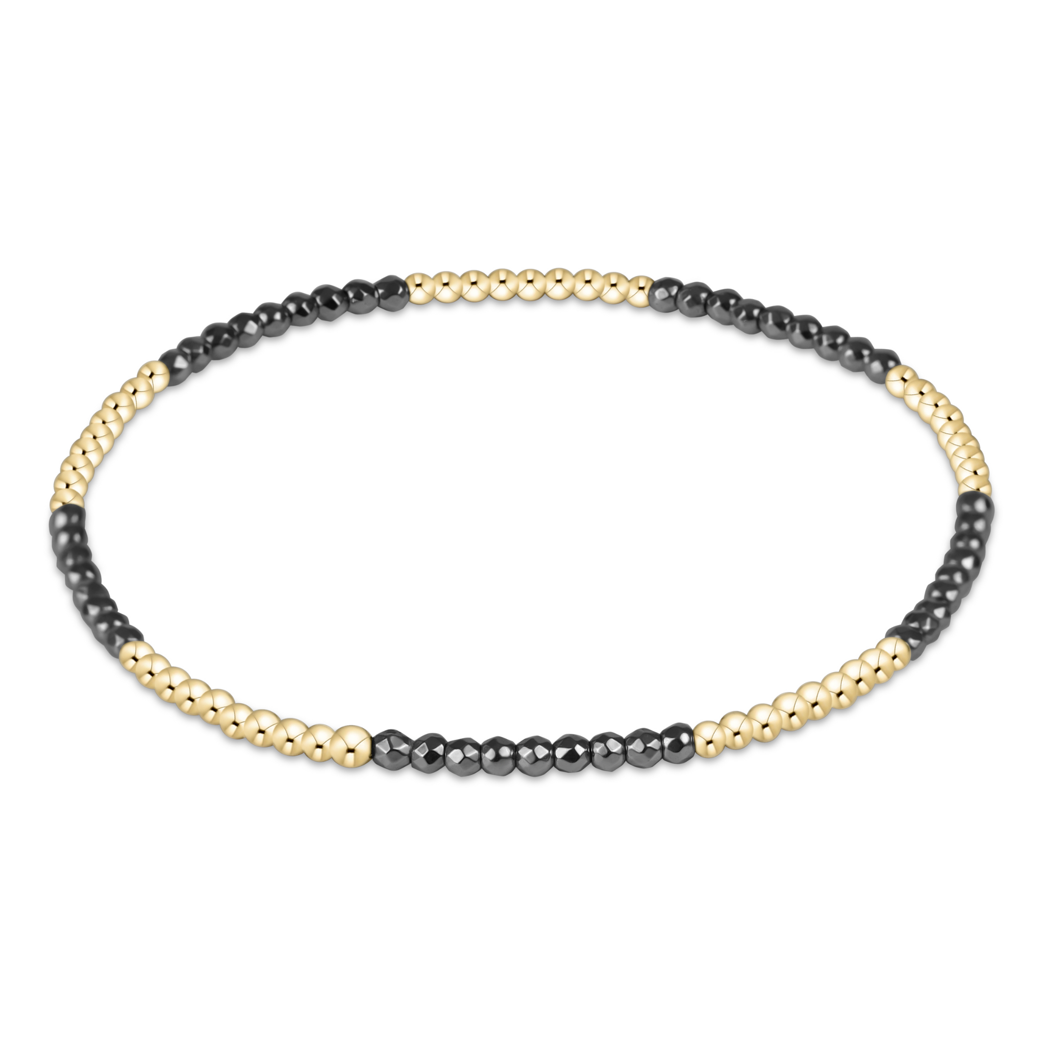 ENEWTON DESIGN Blissful Pattern 2mm Bead Bracelet – Silver Hematite/Gold