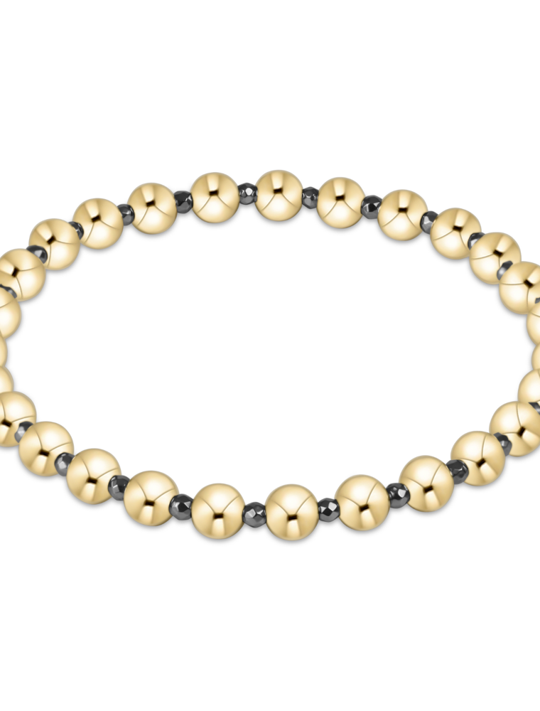 ENEWTON DESIGN Grateful Pattern 5mm Bead Bracelet – Silver Faceted Hematite/Gold