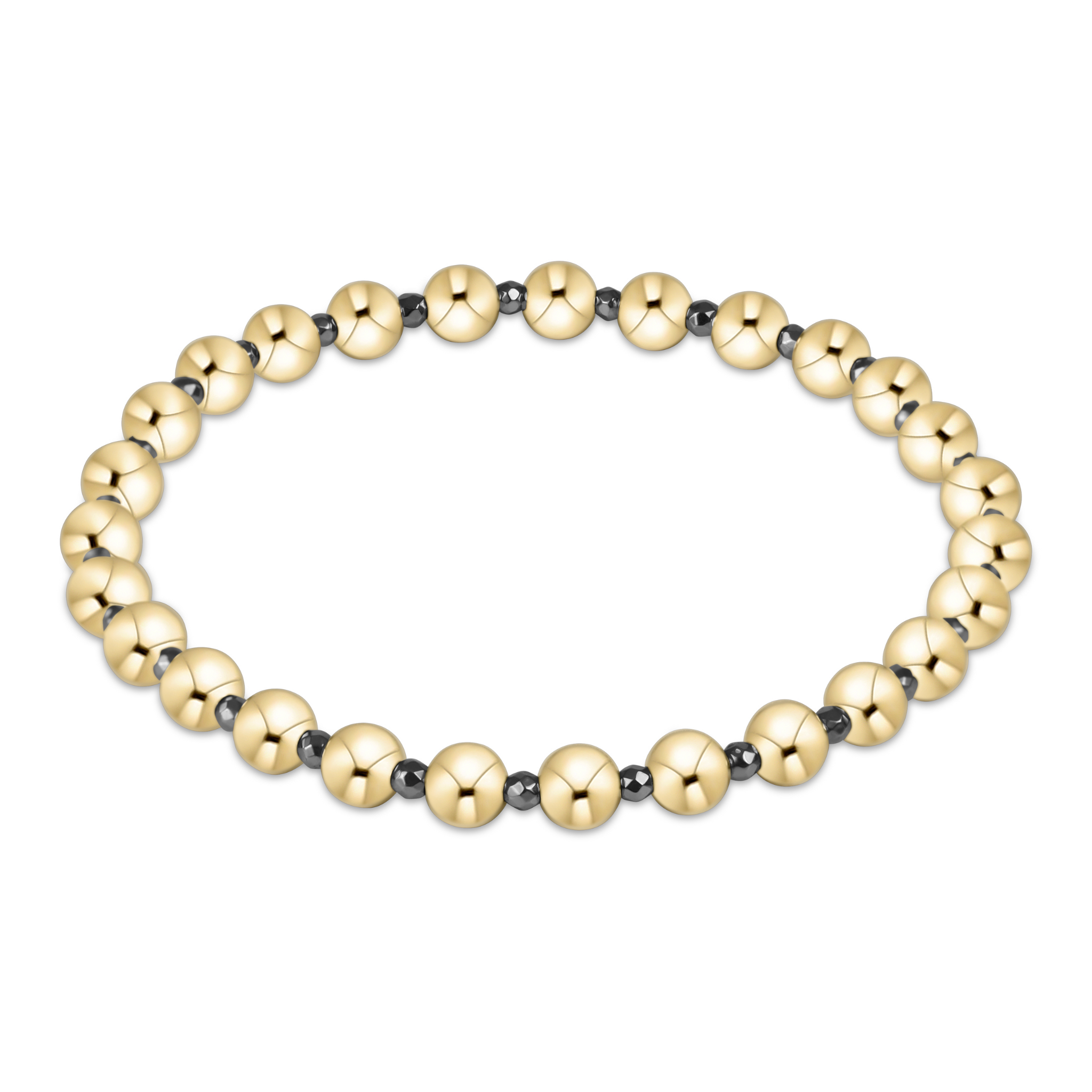 ENEWTON DESIGN Grateful Pattern 5mm Bead Bracelet – Silver Faceted Hematite/Gold