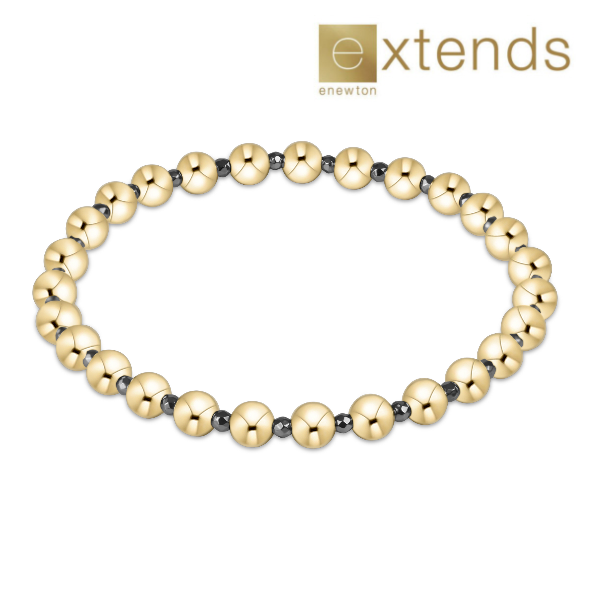 ENEWTON DESIGN Extends Grateful Pattern 5mm Bead Bracelet – Silver Faceted Hematite/Gold