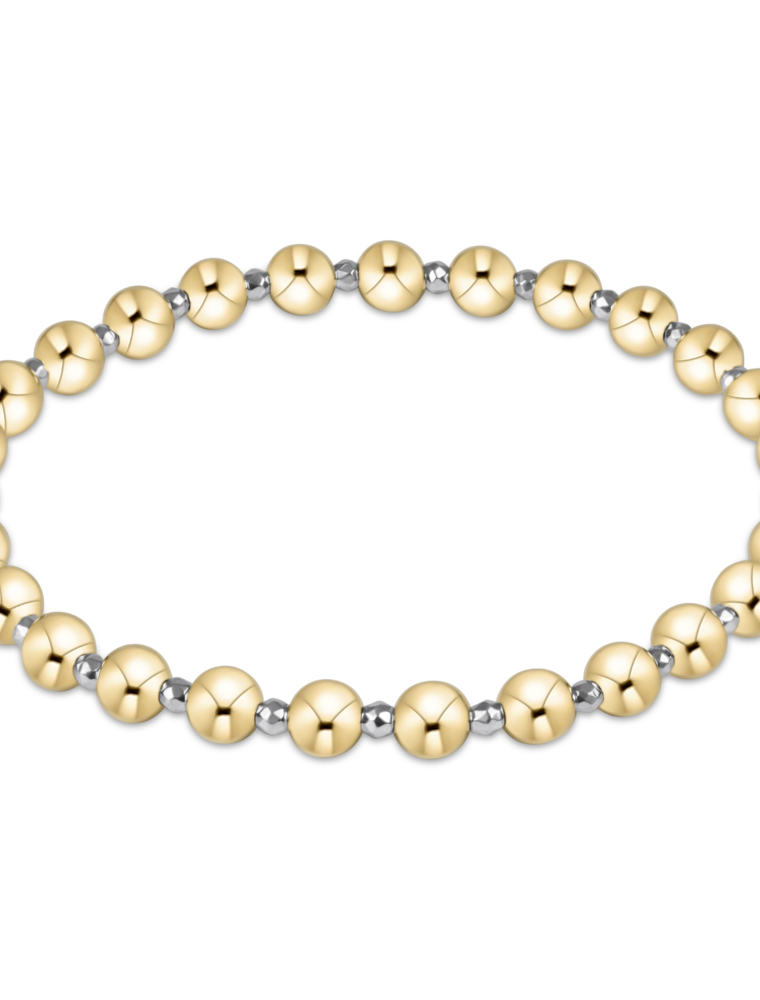 ENEWTON DESIGN Grateful Pattern 5mm Bead Bracelet – Bright Silver Faceted Hematite/Gold