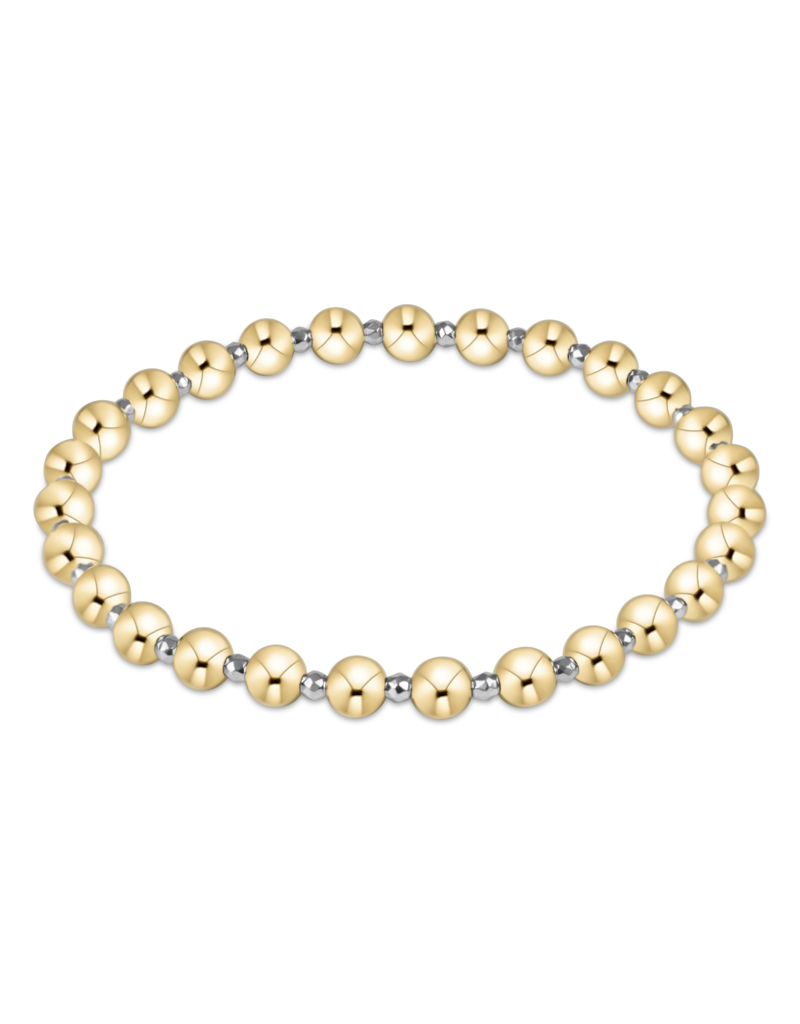 ENEWTON DESIGN Grateful Pattern 5mm Bead Bracelet – Bright Silver Faceted Hematite/Gold