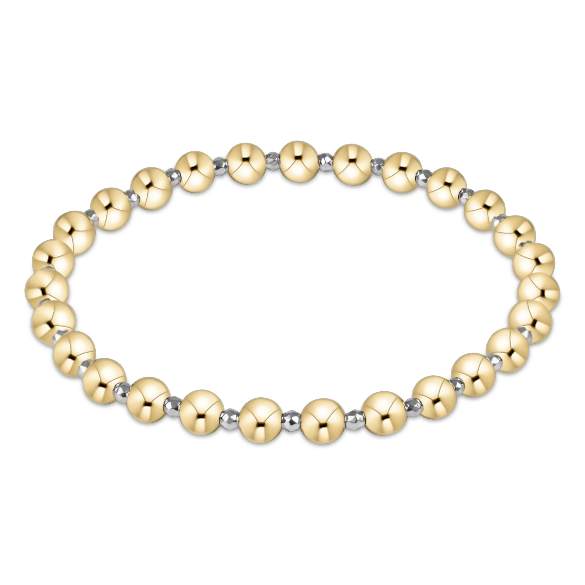 ENEWTON DESIGN Grateful Pattern 5mm Bead Bracelet – Bright Silver Faceted Hematite/Gold