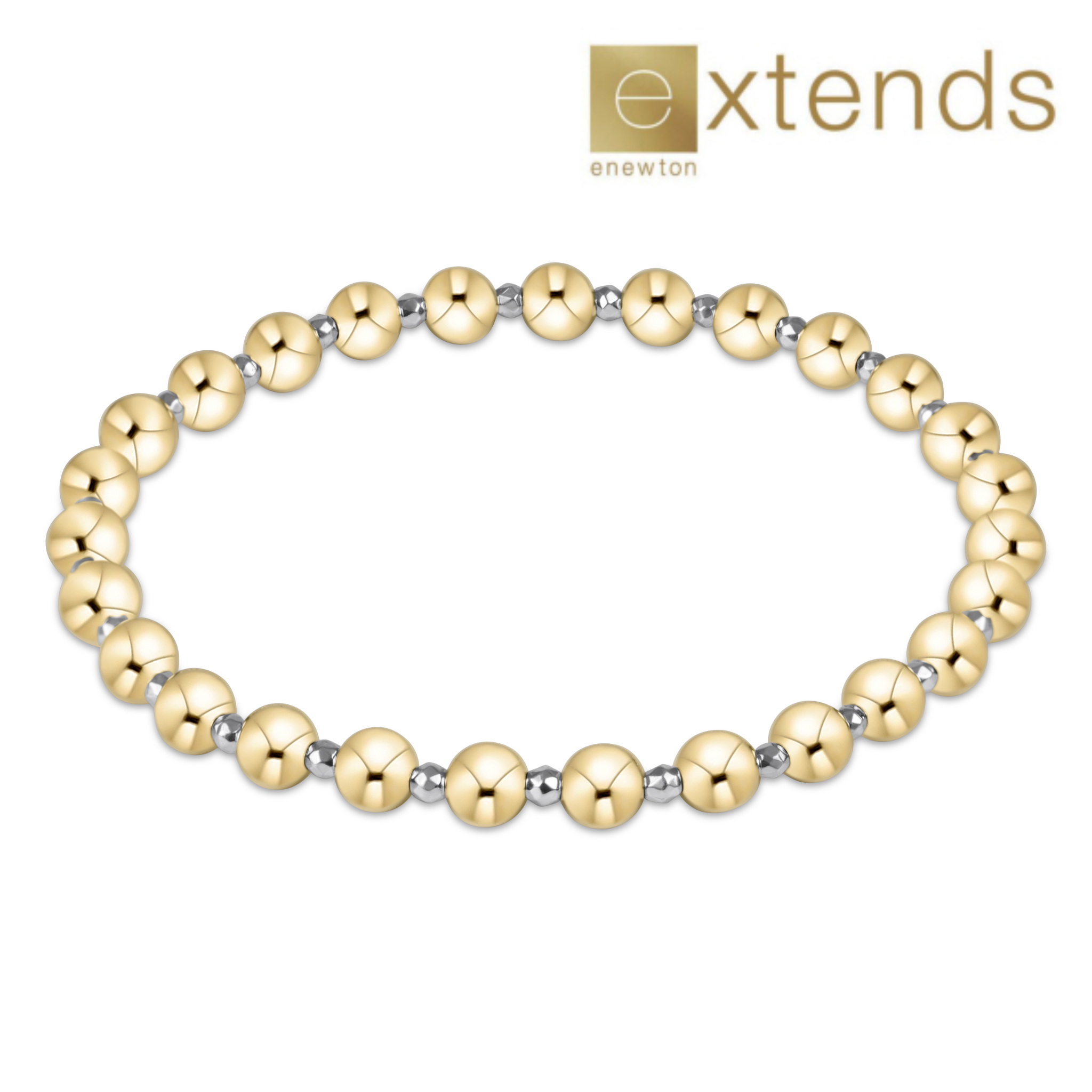 ENEWTON DESIGN Extends Grateful Pattern 5mm Bead Bracelet – Bright Silver Faceted Hematite/Gold
