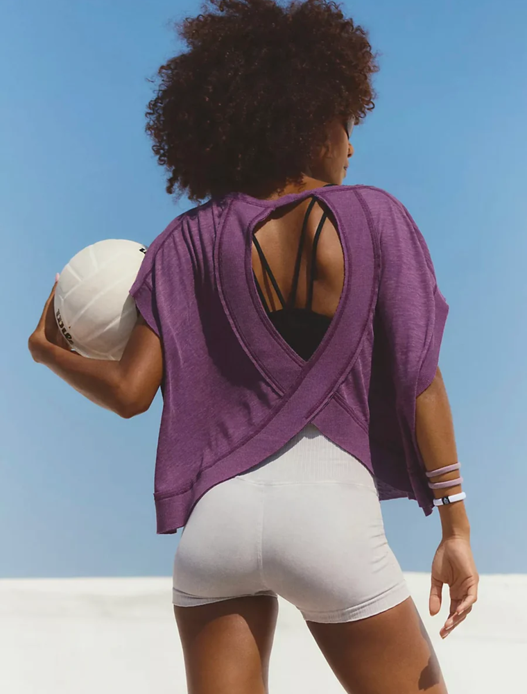 FREE PEOPLE MOVEMENT My Time Tee in Black Cherry