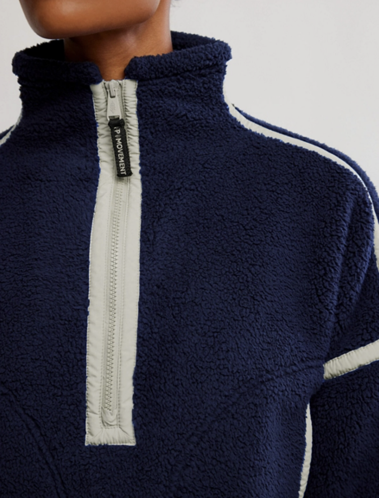 FREE PEOPLE MOVEMENT Mountain High 1/2 Zip Fleece in Navy Combo
