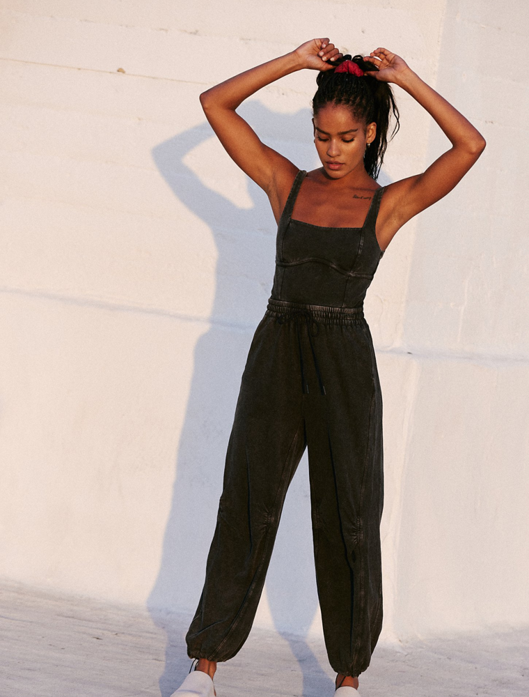 FREE PEOPLE MOVEMENT Inbound Onesie in Black