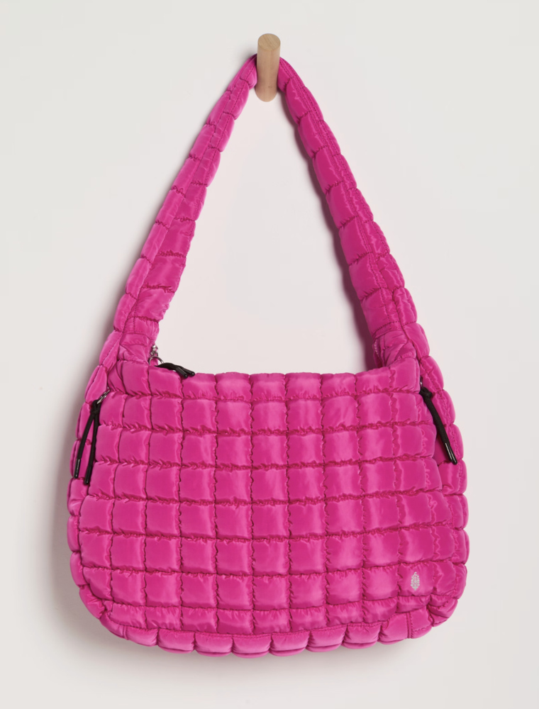 FREE PEOPLE MOVEMENT Quilted Caryall Tote Bag in Fuchsia Flirt
