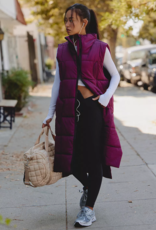 FREE PEOPLE MOVEMENT On The Move Packable Puffer Vest in Black Cherry