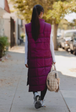 FREE PEOPLE MOVEMENT On The Move Packable Puffer Vest in Black Cherry