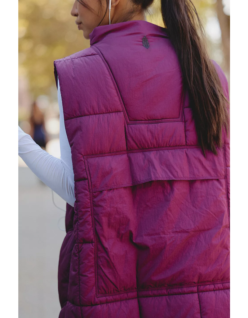 FREE PEOPLE MOVEMENT On The Move Packable Puffer Vest in Black Cherry