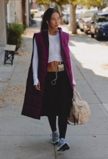 FREE PEOPLE MOVEMENT On The Move Packable Puffer Vest in Black Cherry