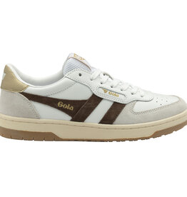 GOLA Women’s Hawk Sneakers in White/Dark Brown/Gold
