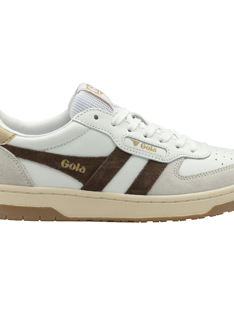 GOLA Women’s Hawk Sneakers in White/Dark Brown/Gold