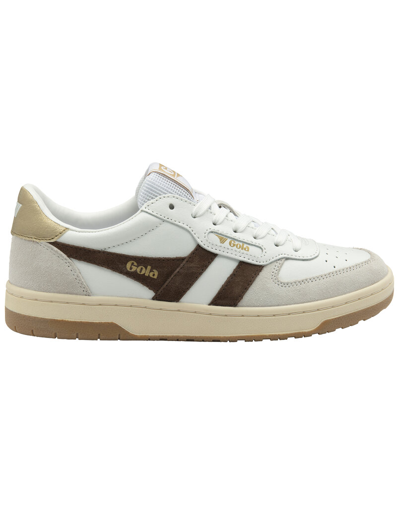 GOLA Women’s Hawk Sneakers in White/Dark Brown/Gold