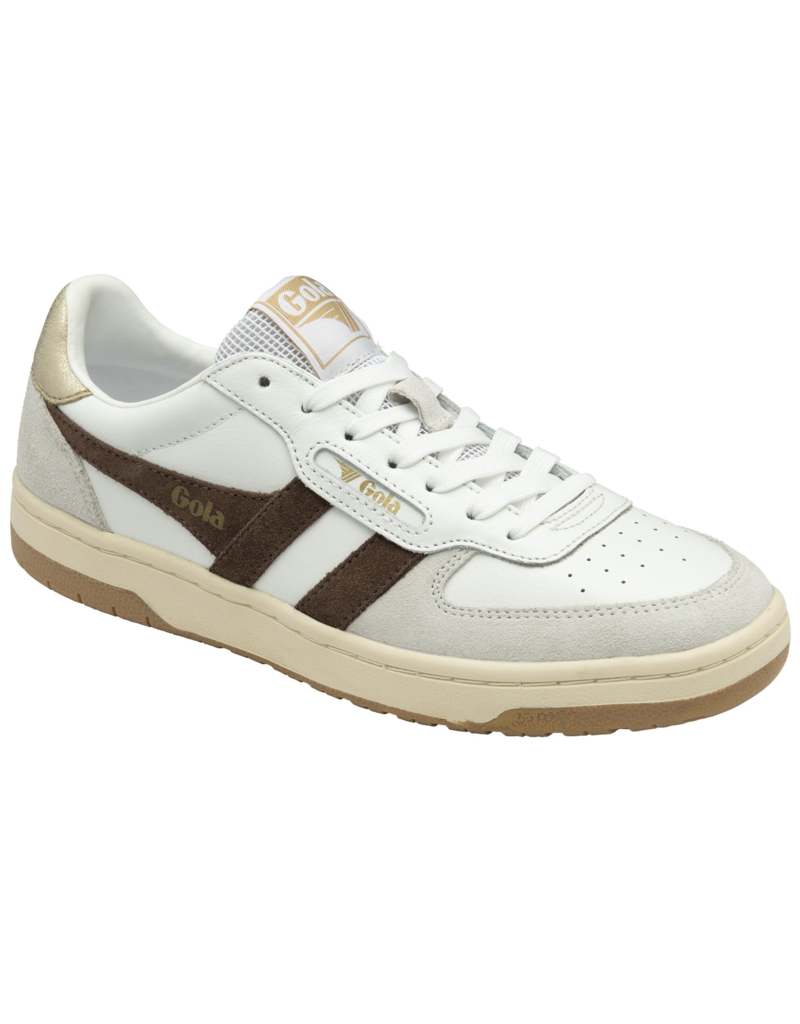 GOLA Women’s Hawk Sneakers in White/Dark Brown/Gold