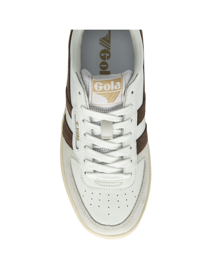 GOLA Women’s Hawk Sneakers in White/Dark Brown/Gold