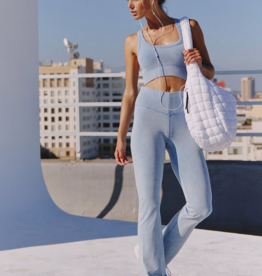 FREE PEOPLE MOVEMENT Go To Smooth Flare Pants in Washed Denim Blue