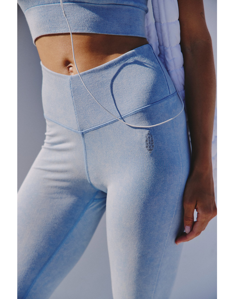 FREE PEOPLE MOVEMENT Go To Smooth Flare Pants in Washed Denim Blue