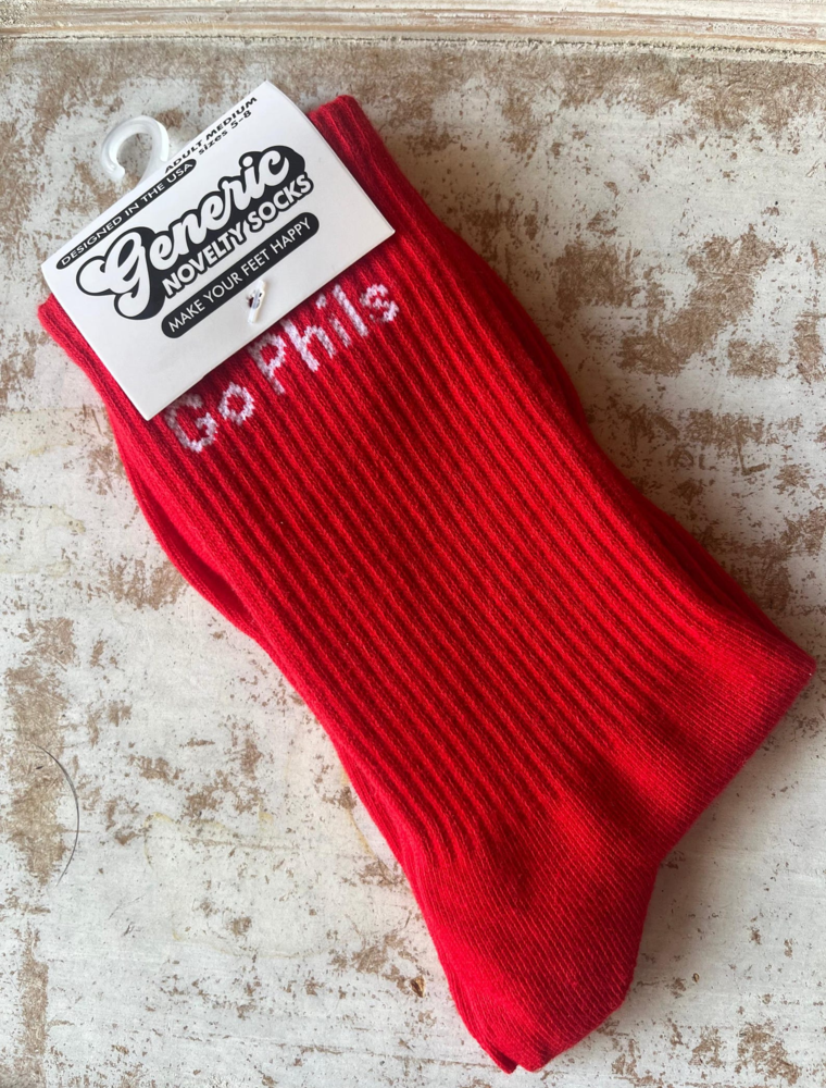 SERENDIPITY Phillies "Go Phils" Socks in Red