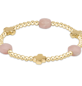 ENEWTON DESIGN Signature Cross Admire Pattern 3mm Bead Bracelet in Pink Opal/Gold