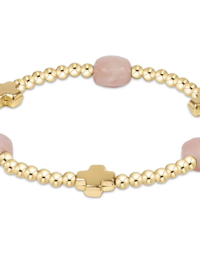 ENEWTON DESIGN Signature Cross Admire Pattern 3mm Bead Bracelet in Pink Opal/Gold