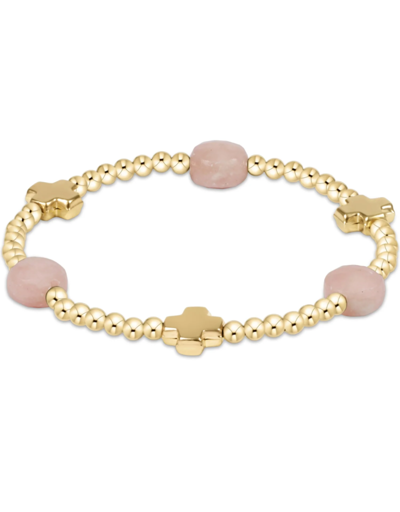 ENEWTON DESIGN Signature Cross Admire Pattern 3mm Bead Bracelet in Pink Opal/Gold
