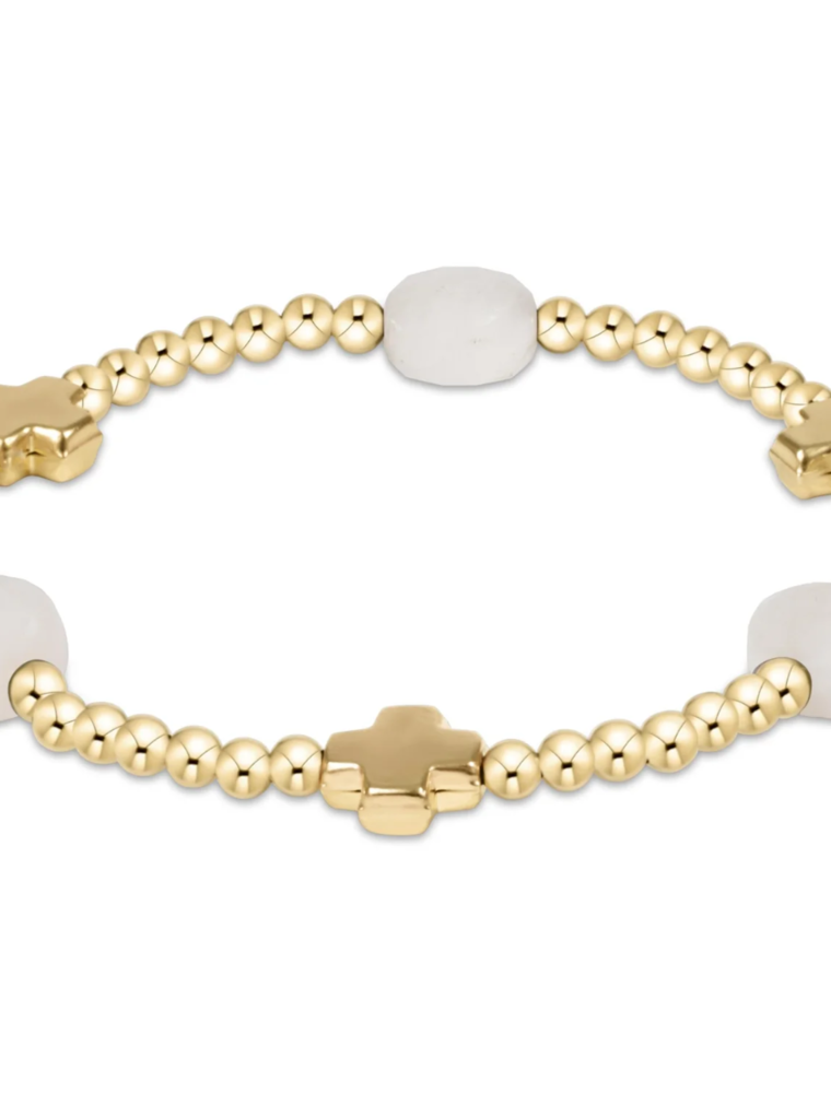 ENEWTON DESIGN Signature Cross Admire Pattern 3mm Bead Bracelet in Moonstone/Gold