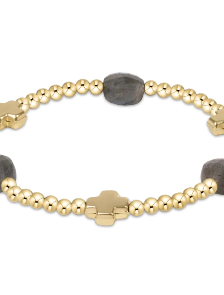 ENEWTON DESIGN Signature Cross Admire Pattern 3mm Bead Bracelet in Labradorite/Gold