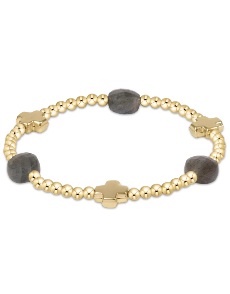 ENEWTON DESIGN Signature Cross Admire Pattern 3mm Bead Bracelet in Labradorite/Gold