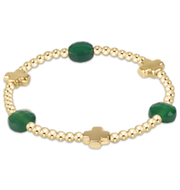 ENEWTON DESIGN Signature Cross Admire Pattern 3mm Bead Bracelet in Green Onyx/Gold