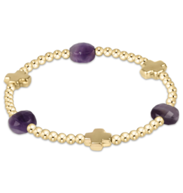 ENEWTON DESIGN Signature Cross Admire Pattern 3mm Bead Bracelet in Amethyst/Gold