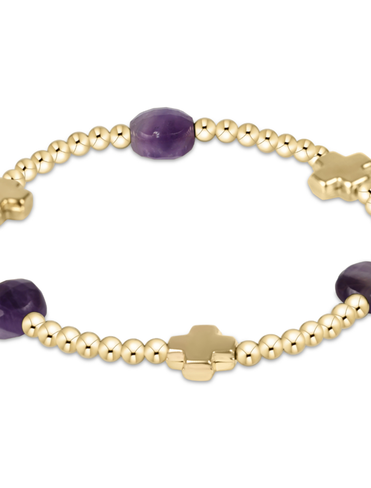 ENEWTON DESIGN Signature Cross Admire Pattern 3mm Bead Bracelet in Amethyst/Gold