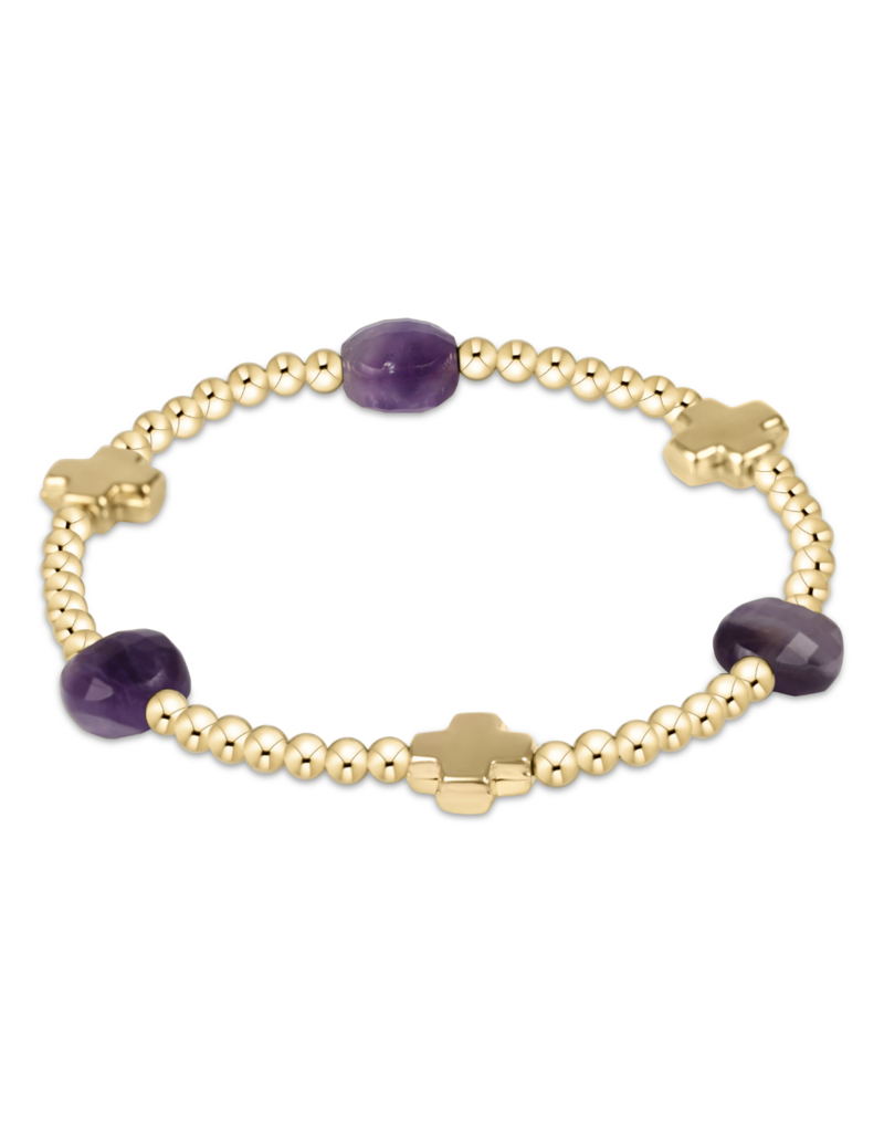 ENEWTON DESIGN Signature Cross Admire Pattern 3mm Bead Bracelet in Amethyst/Gold