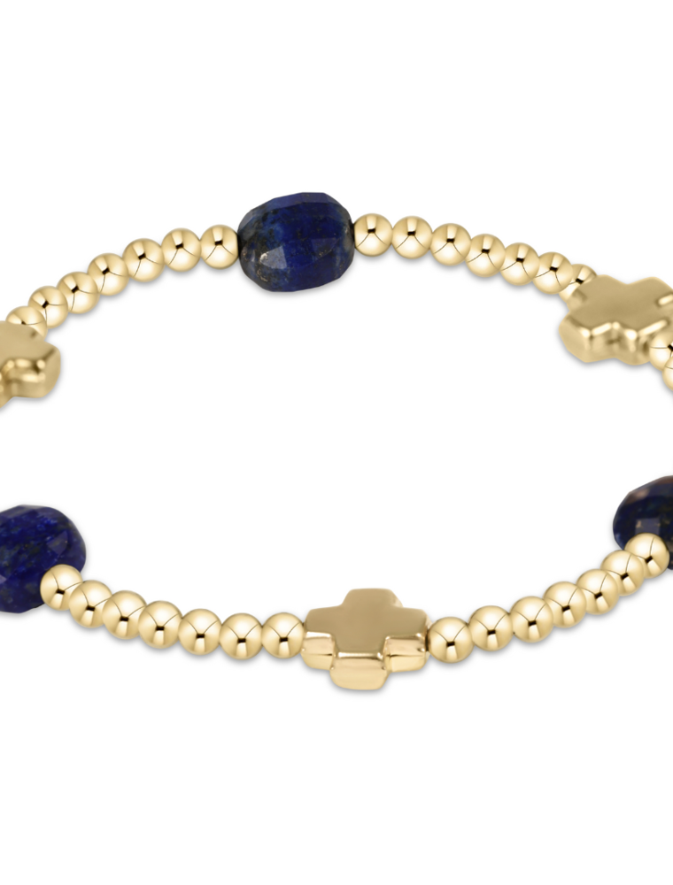 ENEWTON DESIGN Signature Cross Admire Pattern 3mm Bead Bracelet in Lapis/Gold
