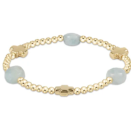 ENEWTON DESIGN Signature Cross Admire Pattern 3mm Bead Bracelet in Aquamarine/Gold