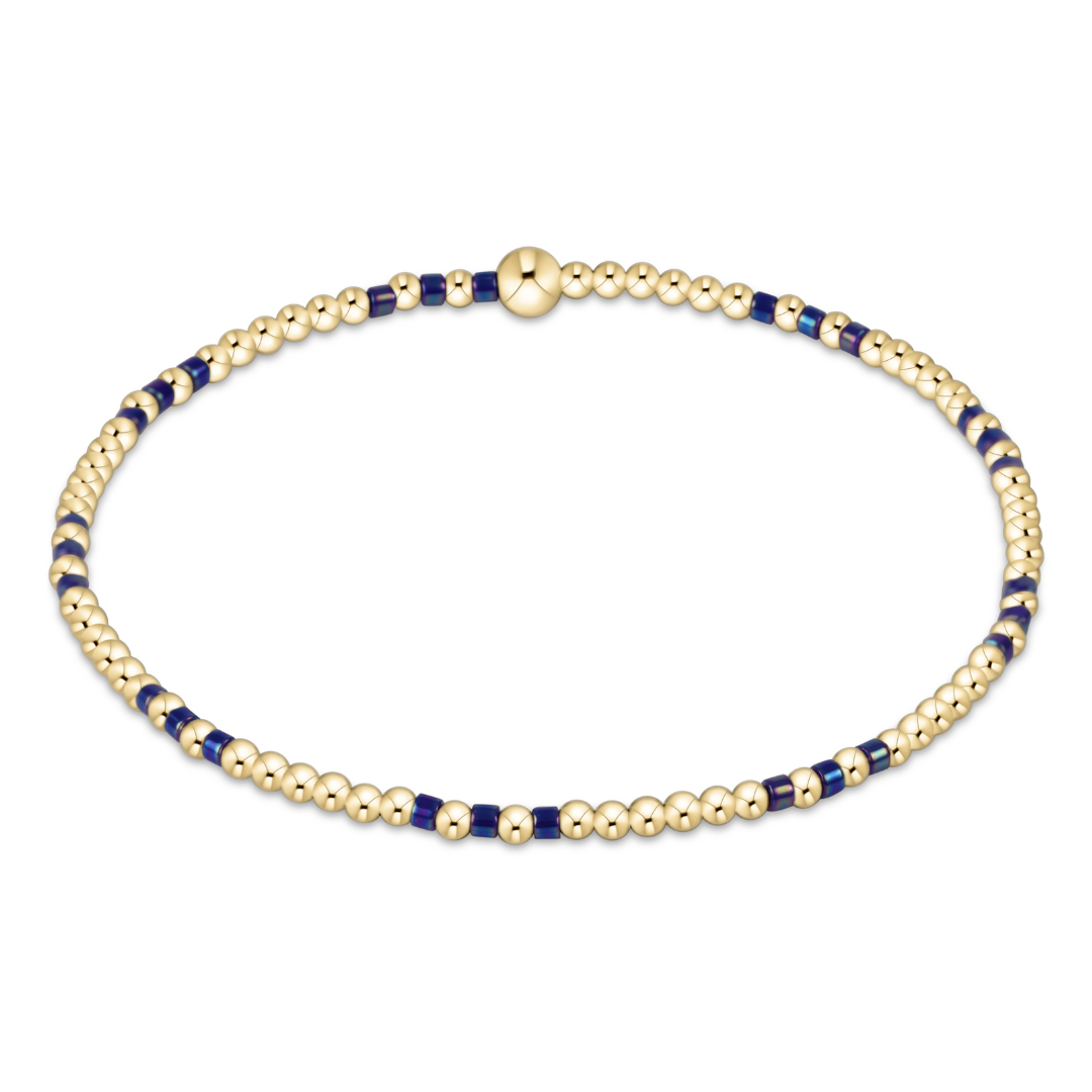 eNewton Hope Joy 2mm Bead Bracelet in Blue Metallic/Gold - Her