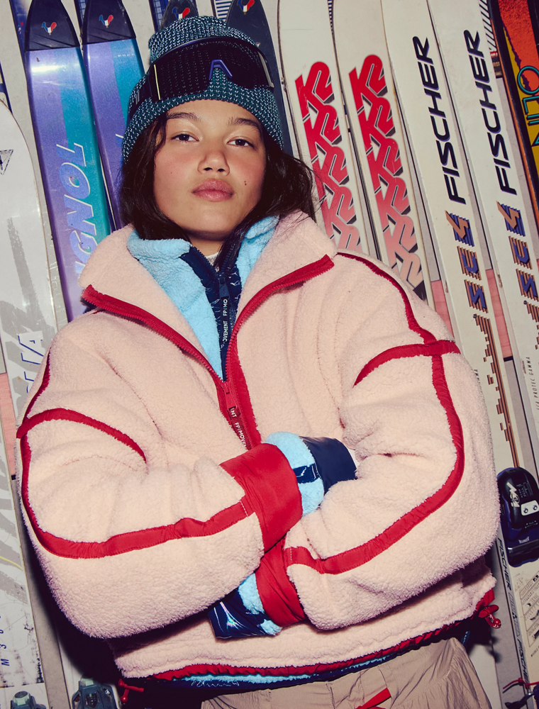 FREE PEOPLE MOVEMENT Mountain High 1/2 Zip Fleece in Ballet Slipper Combo