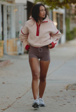 FREE PEOPLE MOVEMENT Mountain High 1/2 Zip Fleece in Ballet Slipper Combo