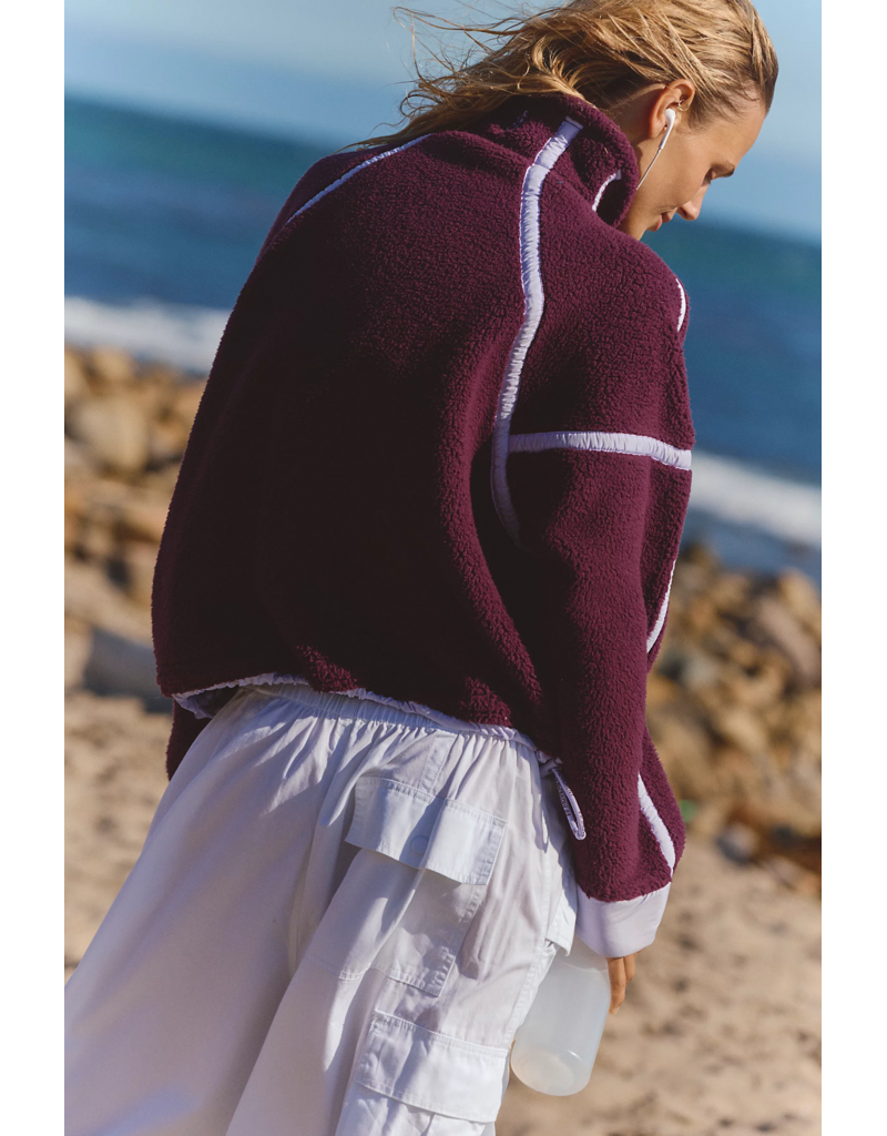 FREE PEOPLE MOVEMENT Mountain High 1/2 Zip Fleece in Black Cherry Combo