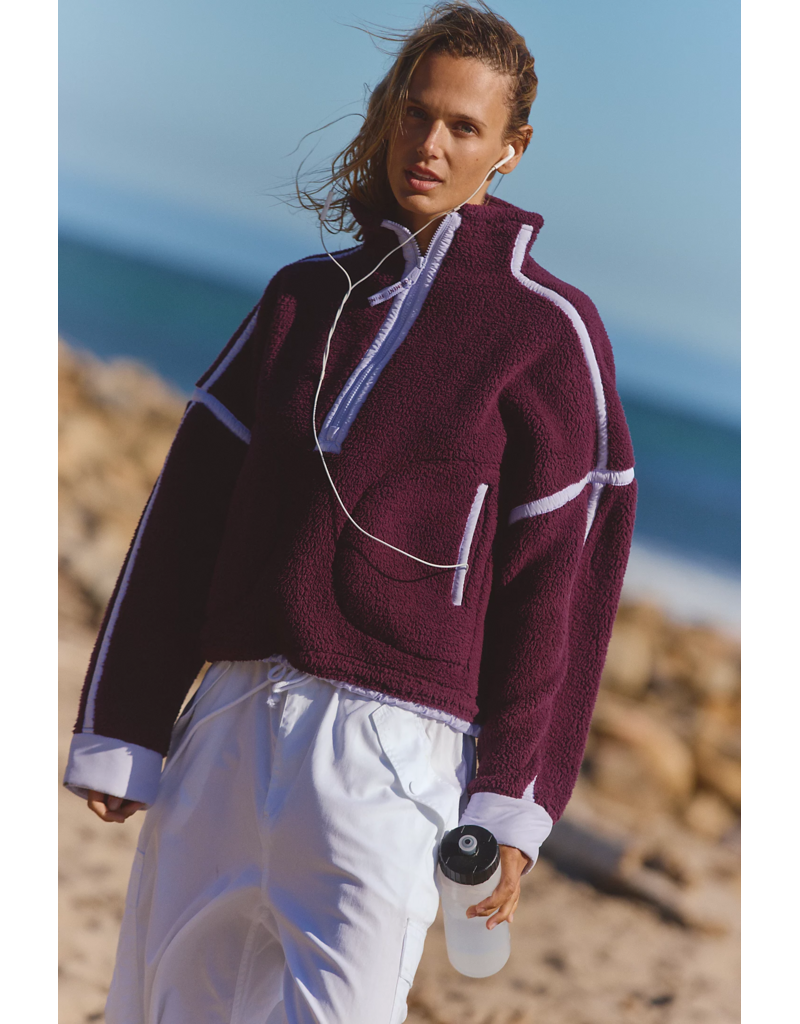 FREE PEOPLE MOVEMENT Mountain High 1/2 Zip Fleece in Black Cherry Combo