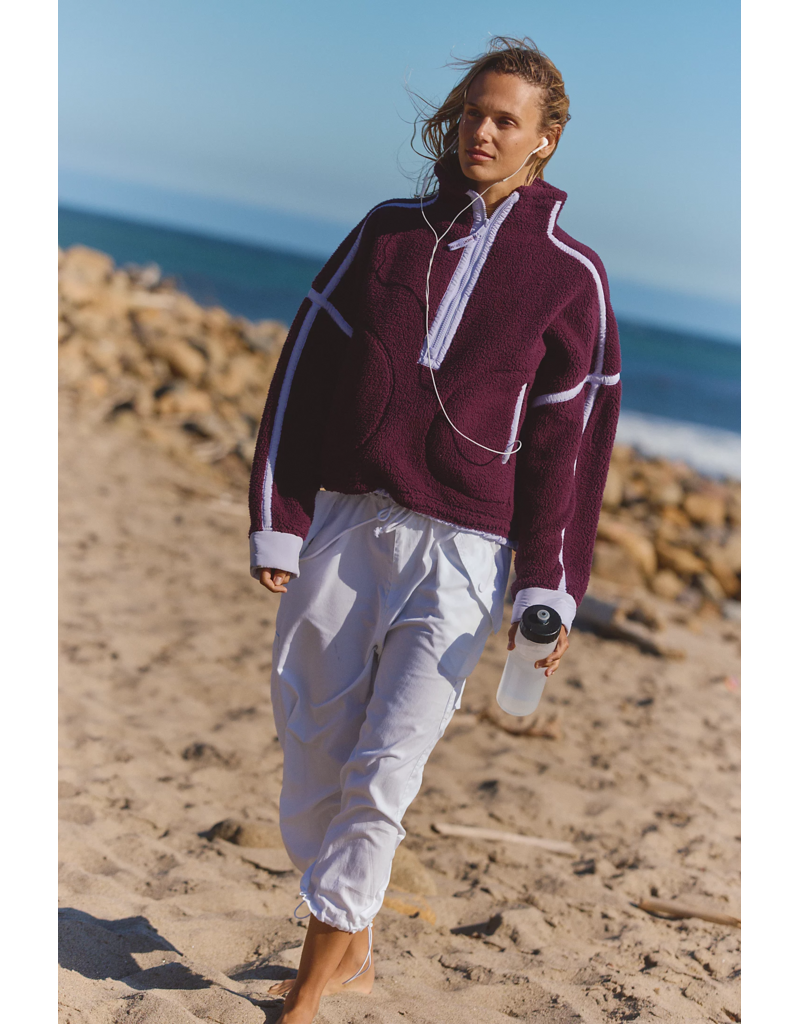 FREE PEOPLE MOVEMENT Mountain High 1/2 Zip Fleece in Black Cherry Combo