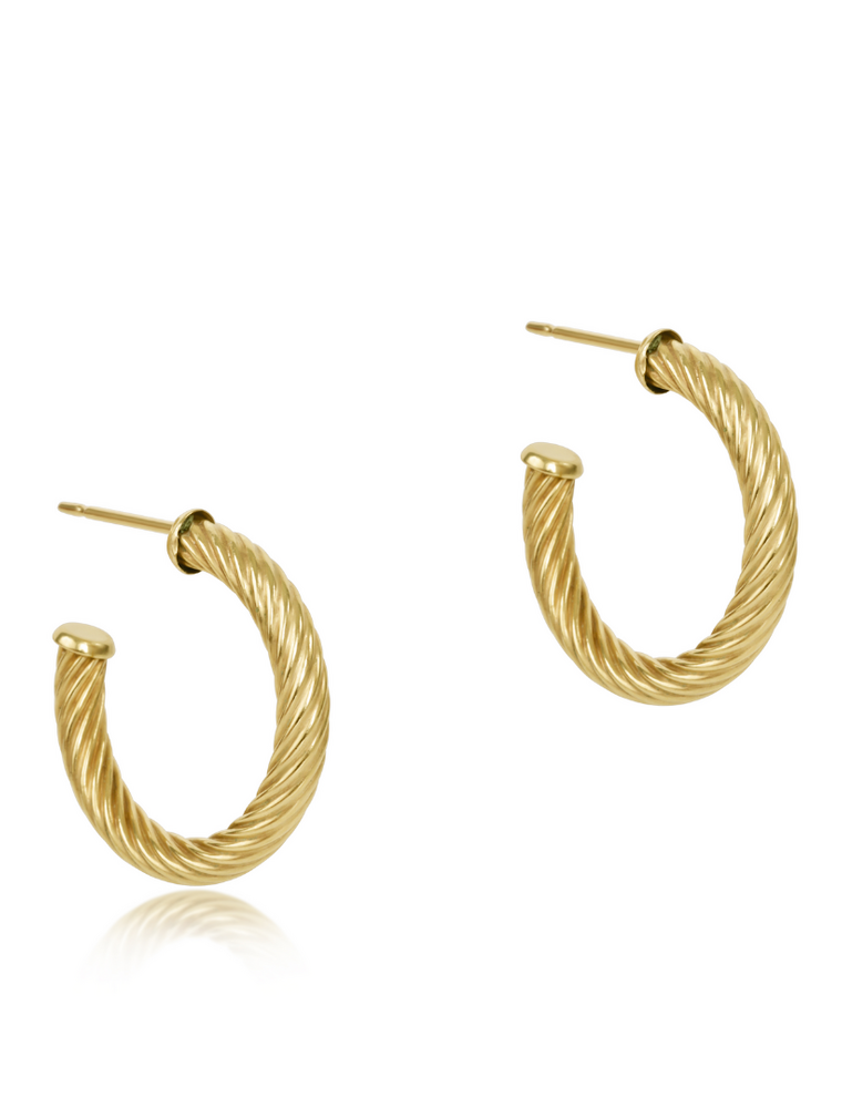 ENEWTON DESIGN Round Textured Twist 1.125" 4mm Hoop Earrings in Gold