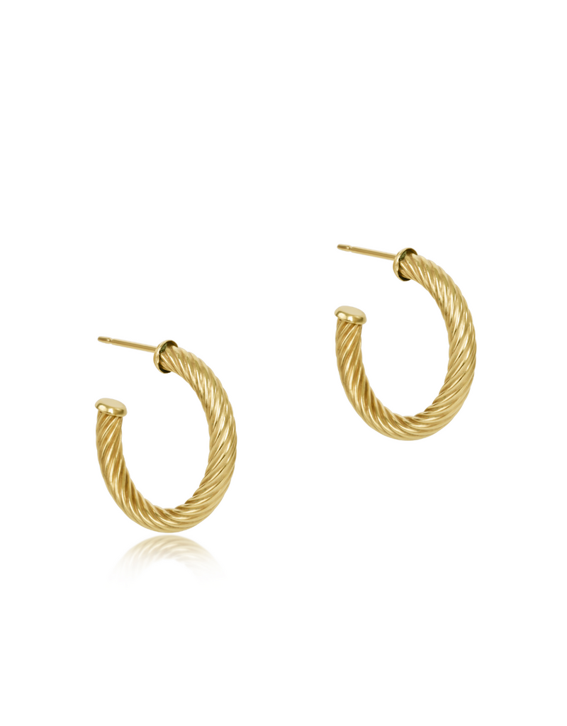 ENEWTON DESIGN Round Textured Twist 1.125" 4mm Hoop Earrings in Gold