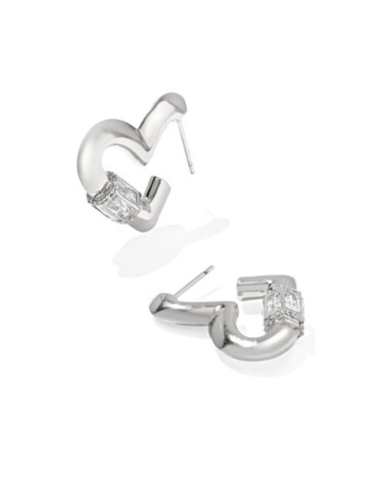 KENDRA SCOTT DESIGN Emery Heart Silver Hoop Earrings