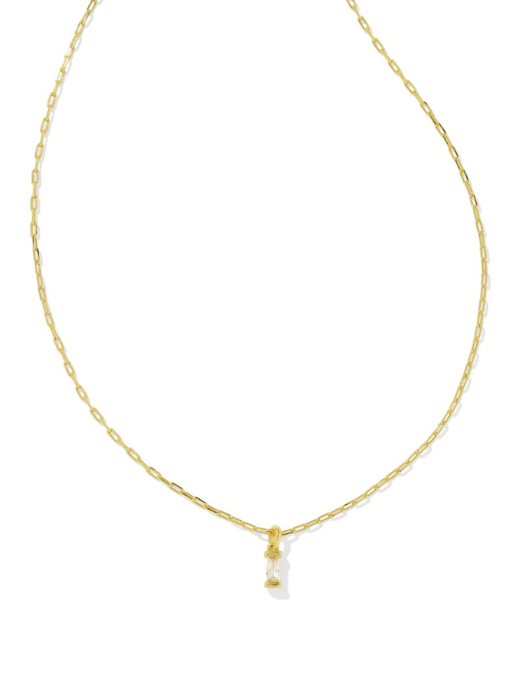 KENDRA SCOTT DESIGN Phoebe Gold Short Pendant Necklace in White Crystal