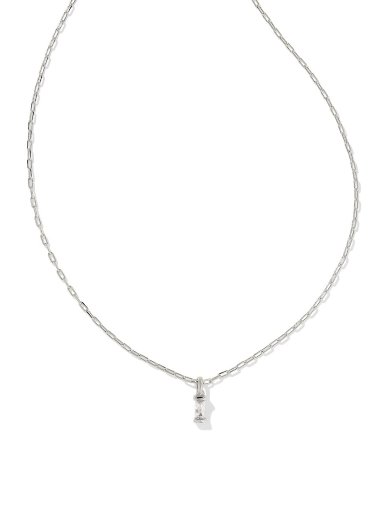 KENDRA SCOTT DESIGN Phoebe Silver Short Pendant Necklace in White Crystal
